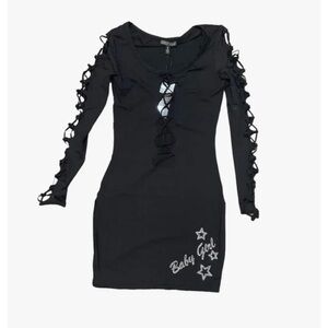 Dolls Kill Current Mood Baby Girl Rhinestone Cutout Dress Small NWT